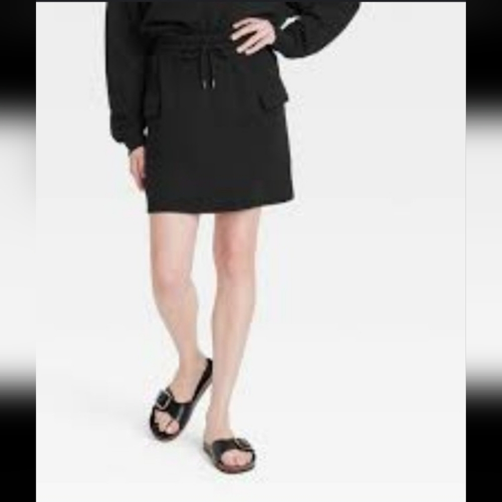 Universal Thread Womens Fleece Cargo Mini Skirt Black Size XS